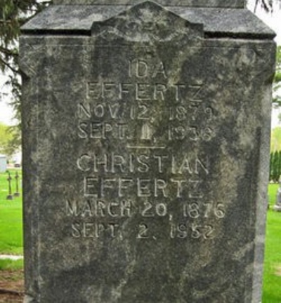 Christian Effertz and Ida Emma Goetze Gravestone - source: Mrs. Smith - Find a Grave