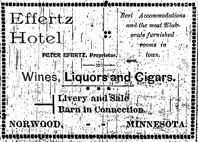 Effertz Hotel Advertisement - source: Franklin Overby