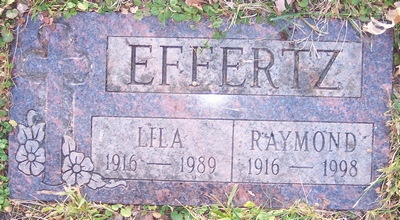Raymond Edward Effertz and Lila Alice Wilcox Gravestone - Source: Mark Nelson - Find A Grave